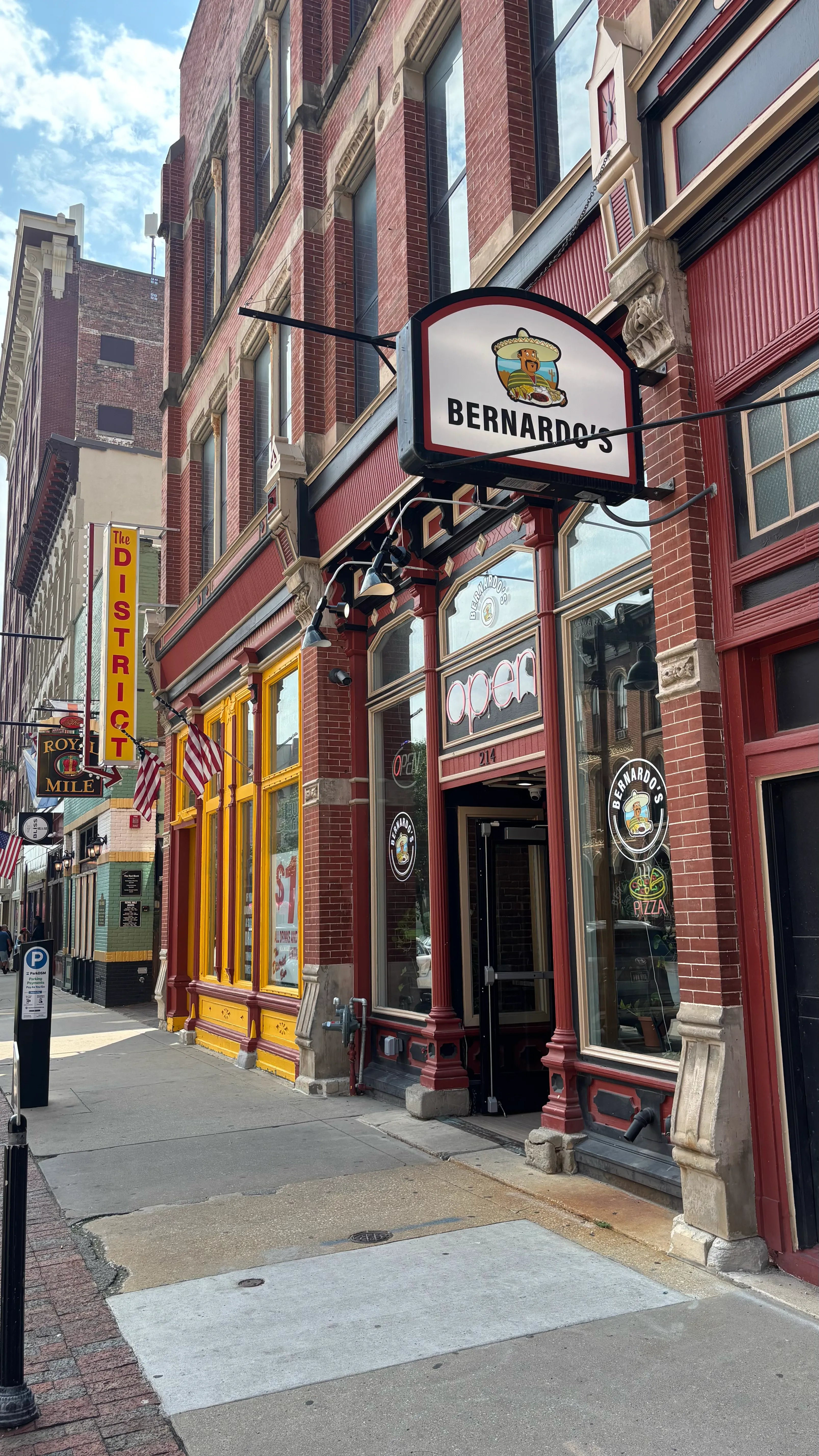 Bernardo's Burritos storefront on 4th Street in Downtown Des Moines